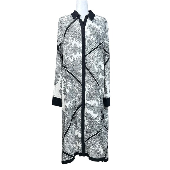 All Saints Dresses & Skirts - AllSaints Black and White Paisley Midi Shirt Dress